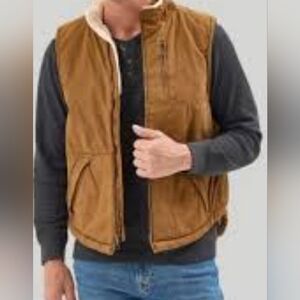Lee Men's Warm Canvas Sherlpa Lined Outdoor  Tan Vest